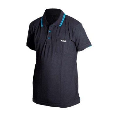 Makita Black and Teal Blue Polo Shirt T-Shirt Stitched Logo