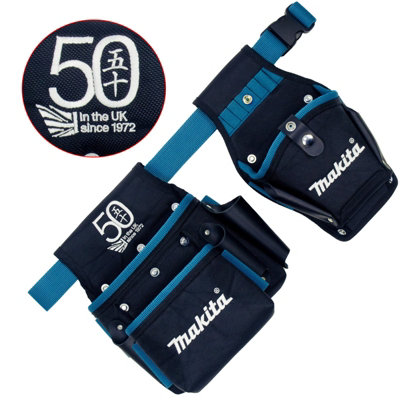 Black Blue Toolbelt 2 Pouch Holster Tool Belt - 50th Anniversary Logo | DIY at