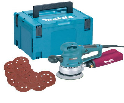 Makita BO6030 110v 6" 150mm Random Orbital Sander + Sanding Sheets + Makpac Case