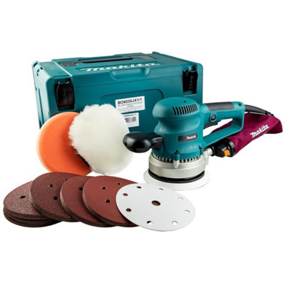 Makita BO6030 240v 150mm Orbital Sander + 50 Sanding Sheets + Wool + Sponge Pads