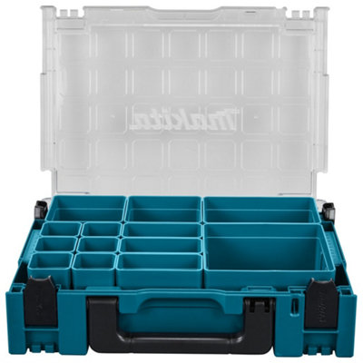 Makita Clear Lid MAKPAC Tool Case Stacking Organiser Tool Box + Inserts X 2