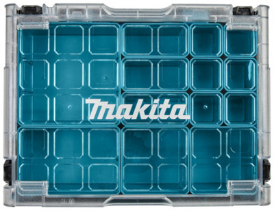 Makita Clear Lid MAKPAC Tool Case Stacking Organiser Tool Box + Inserts X 2