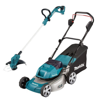 Makita Cordless 18v/36v LXT Brushless Lawn Mower + Makita DUR193Z 18V Strimmer