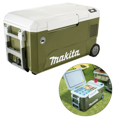 Makita CW002GZ02 Olive 18v LXT 40v 50L Cooler Warmer Cool Box Wheeled Bare USB