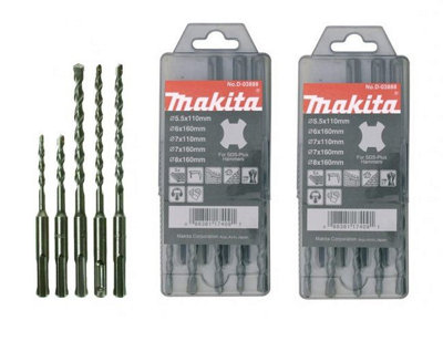 Makita D-03888 Standard SDS Plus 5 Piece Drill Bit Sets - Twin Pack