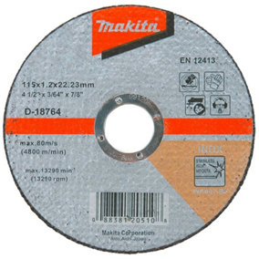 Makita D-18764 Fast Cutting Extra Thin Metal Grinder Disc 115mm 1.2mm 22.23mm