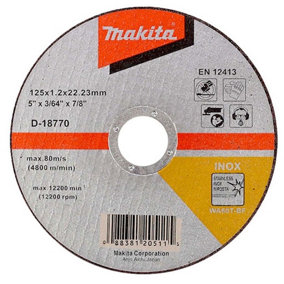 Makita D-18770 Fast Cutting Extra Thin Metal Grinder Disc 125mm 1.2 22.23mm