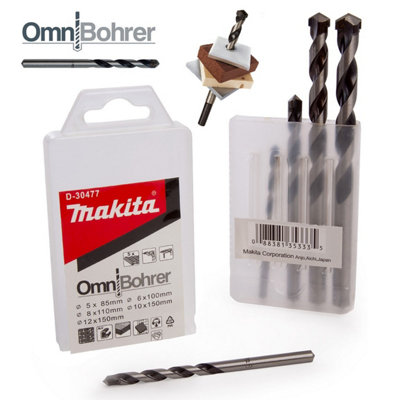 Makita D-30477 Omnibohrer Performance Multi Purpose Drill Bit Set 5 6 8 10 12mm