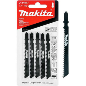 Makita D-34877 5 Piece Jig Saw Blades - Fast & Straight Cuts For Soft Wood & PVC