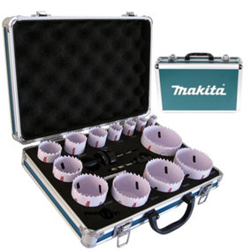 Makita D-47307 16 Piece Plumbers Holesaw Set 16mm - 76mm 2 Arbors + Metal Case