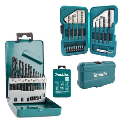 Makita D-54075 13 PC Drill Bit HSS-R Metal + 17 PC Drill Screwdriver Masony Wood