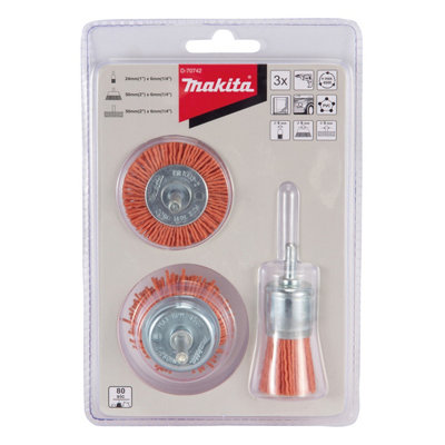 Makita D-70742 3 Piece 80 Grit Drill Nylon Brush Set