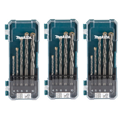 Makita D-72877 5 Piece Straight Shank TCT Masonry Drill Bit Set 4 5 6 8 ...