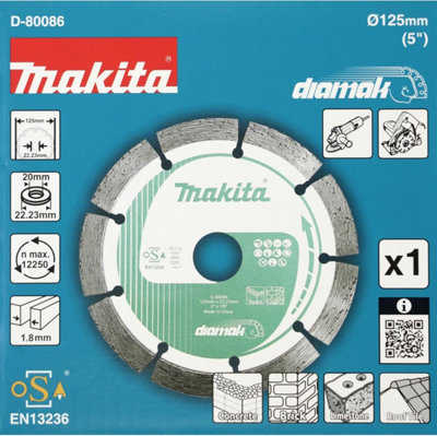 Makita D-80086 Diamond Cutting Disc 125mm Blade Concrete Stone Cutter ...