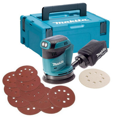 Makita DBO180Z 18v LXT Lithium Ion Random Orbital Sander 125mm + 10 Sheets +Case