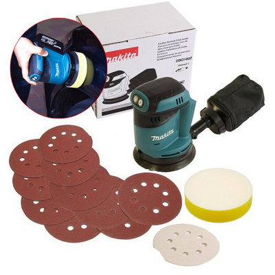 Makita DBO180Z 18v LXT Random Orbital Polisher Sander 125mm + 10 Sheets + Pad