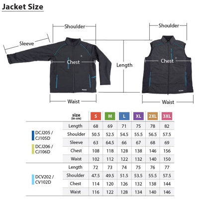Makita DCV202Z2XL LXT 18v Cordless Heated Vest Gilet - Black XXL +