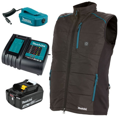 Makita DCV202ZL LXT 18v Cordless Heated Vest Gilet - Black Large + Battery