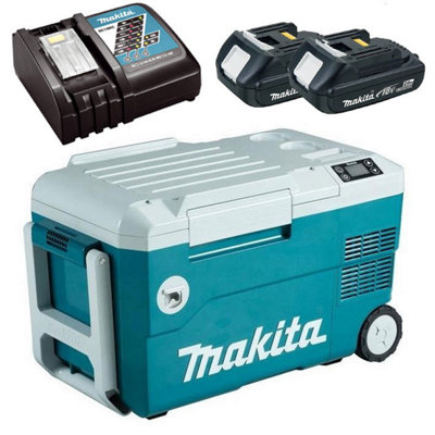 Makita DCW180 18v LXT 20L Cooler Warmer Cool Box Wheeled 2.0Ah Battery Charger DIY at B Q