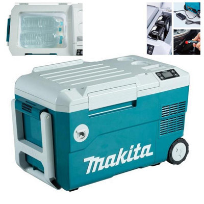Makita DCW180Z 18v LXT 20L Cooler & Warmer Cool Box Wheeled Bare + AC Mains Plug