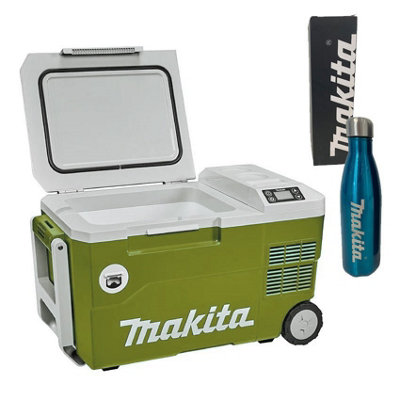 Makita DCW180Z 18v LXT 20L Cooler Warmer Cool Box Wheeled Bare + AC Plug + Flask