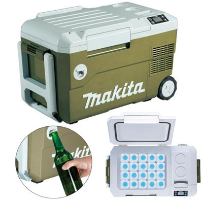 Makita DCW180Z Olive 18v LXT 20L Cooler & Warmer Cool Box Wheeled Bare + Plug