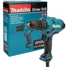 Makita DF0300 240v Corded Drill Driver 10mm Chuck 2 Speed 2.5m Cable