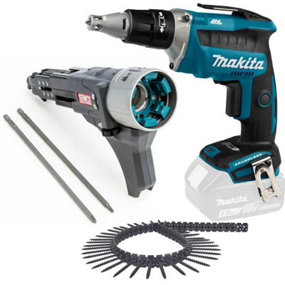 Makita DFS452Z 18v Auto Brushless Screwgun + Senco DS55 Attachment + 1000 Screws DIY at B&Q