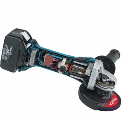 Makita DGA452Z 18v 4.5 115mm Angle Grinder Li Ion Bare Unit 10 Thin Fast Discs DIY at B Q