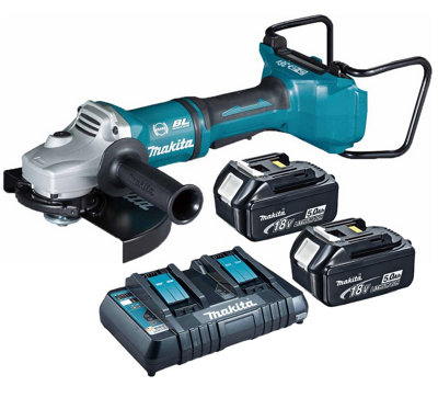 Makita DGA900PT2 18v / 36v Cordless Brushless 230mm 9" Angle Grinder - 2 X 5.0ah