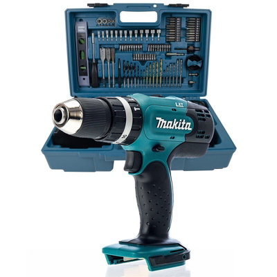 Makita DHP453Z 18v LXT Combi Hammer Drill Bare 101 Piece Screwdriver Bit Set DIY at B Q