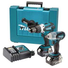Makita DHP458 18v Combi Hammer + DTW251 18v Impact Wrench + 2 x 3.0ah + Charger