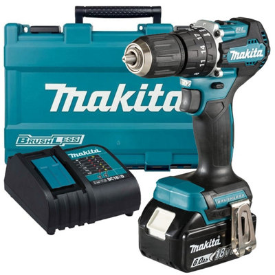 Makita DHP487 18V LXT Lithium Brushless Combi Hammer Drill Sub Compact 1 x 6AH