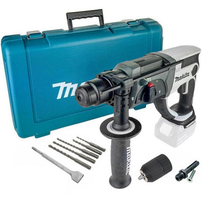 Makita DHR202Z White 18v SDS Hammer Drill 3 Function + 5 x Bits Chisel + Chuck