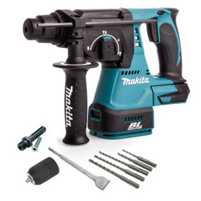 Makita DHR242Z 18v LXT SDS Rotary Hammer Drill + SDS Bits Chisel + Keyless Chuck