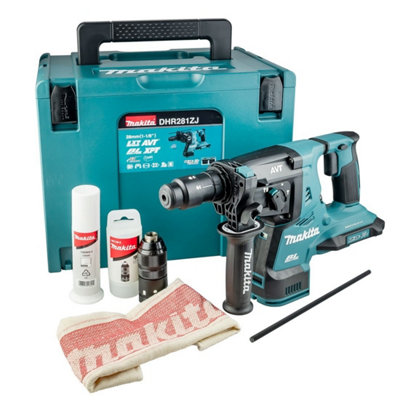 Makita DHR281ZJ Twin 36v 18v LXT SDS Brushless Hammer Drill AVT + Makpac + Chuck