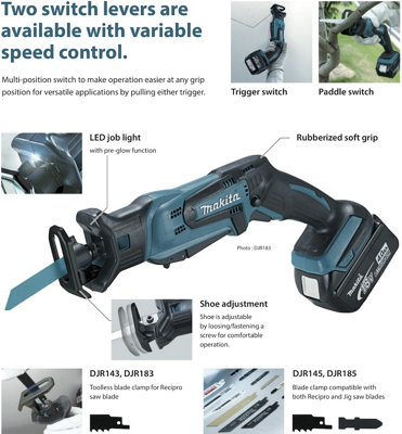 Makita DJR183Z 18v Cordless Reciprocating Pruning Saw Tool less