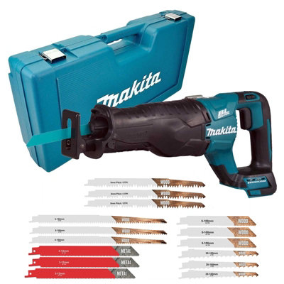 Makita DJR187Z 18v LXT Brushless Reciprocating Sabre Saw Bare Unit + Case Blades