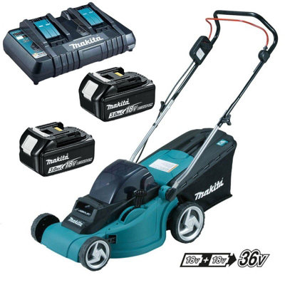 Makita DLM380RT2 18v 36v LXT Cordless Lawn Mower 2 x 3.0ah Battery