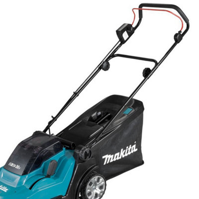 Makita DLM432CT2 Twin 18v 36v LXT Cordless 43cm Lawn Mower Grass Strimmer 5AH DIY at B Q