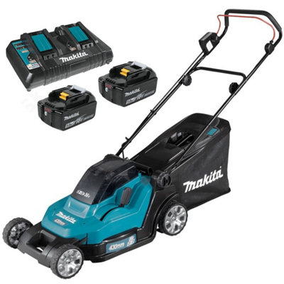 Makita DLM432PT2 Twin 18v / 36v LXT Cordless 43cm Lawn Mower Soft Start 2 x 5AH