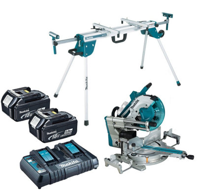 Makita DLS211ZU Mitre Saw 18V/36v Brushless LXT 305mm + 2x 5.0AH + Leg Stand