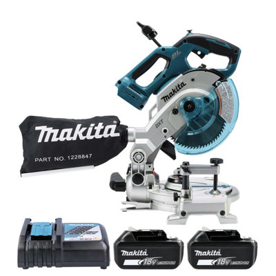 Makita DLS600Z 18V Li-ion LXT Cordless Brushless 165mm Mitre Saw With 2 x 3.0Ah Batteries & Charger