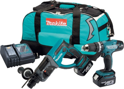 Makita DLX2025 18v LXT 2 PC LXT Lithium Kit DHR202 SDS + DHP453 Combi Drill 3ah