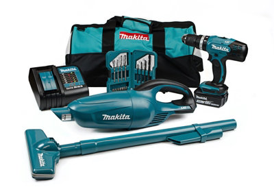 Makita DLX2056SX1 18v Combi Hammer Drill DHP453 Vacuum DCL180