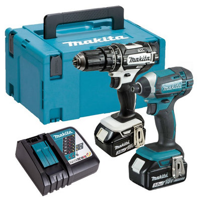 Makita 18v combi drill and impact driver set deals b&q