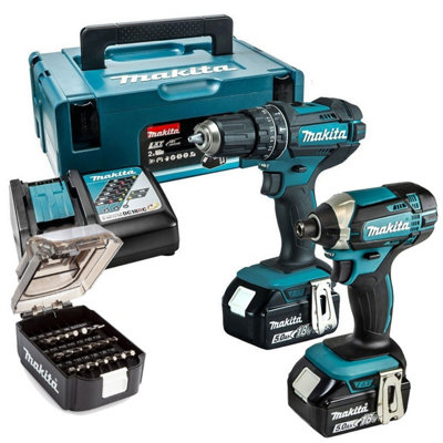 Makita 18v combi drill and impact driver set deals b&q