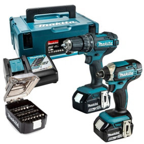 Makita DLX2131TJ 18v Kit - DHP482 Combi Drill + Impact Driver DTD152 + Bit Set