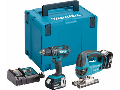 Makita DLX2134MJ 18v LXT Kit - DJV180Z Jigsaw and DHP482Z Combi Hammer Drill