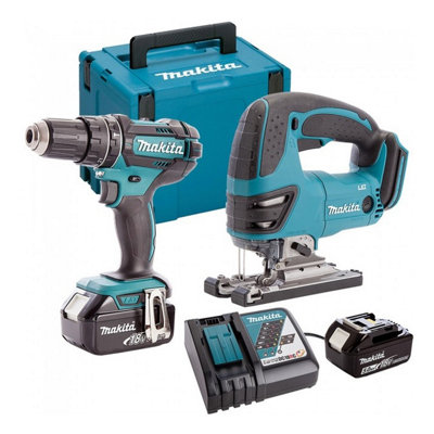 Makita DLX2134TJ 18v LXT Kit - DJV180Z Jigsaw and DHP482Z Combi Hammer Drill 5ah